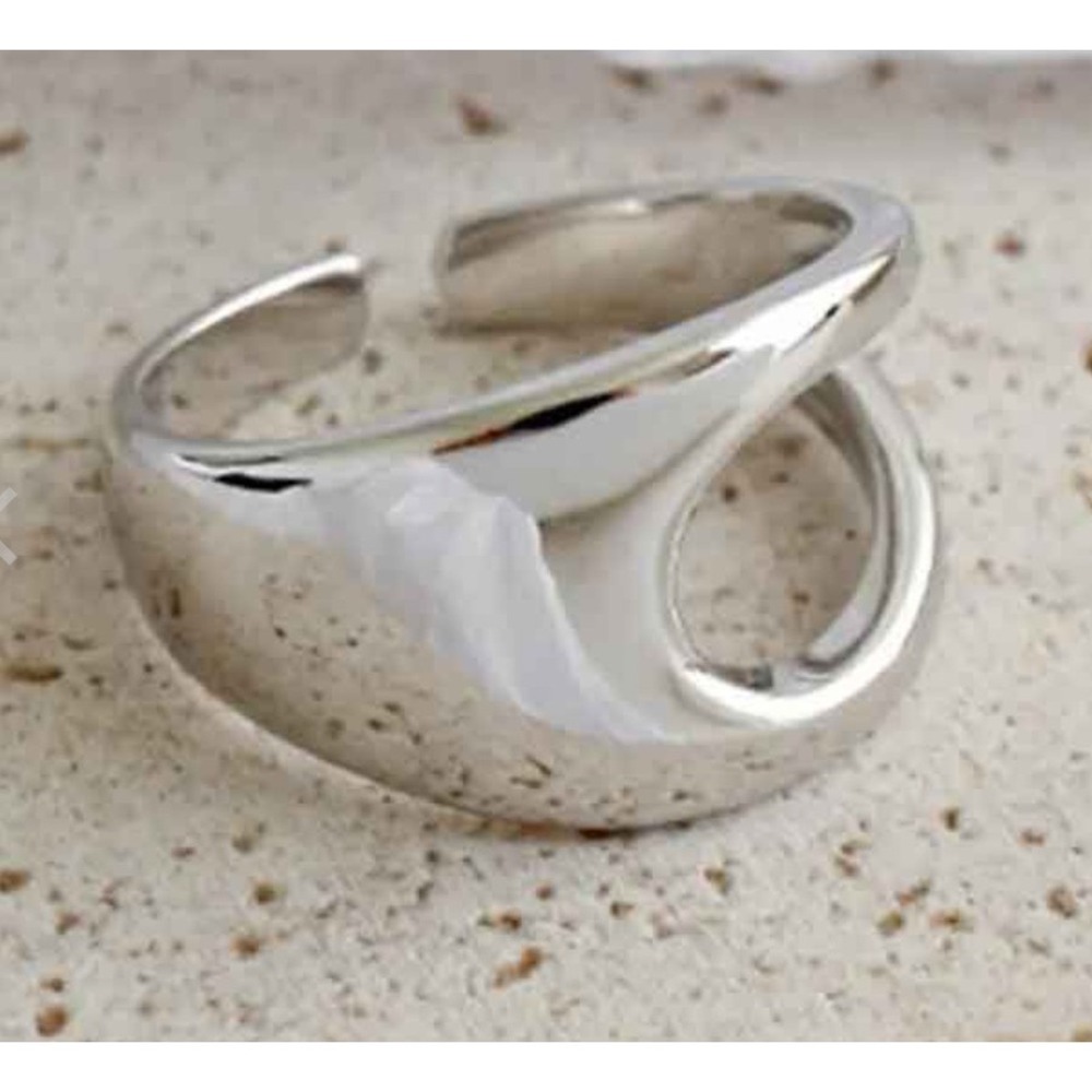 NEW UNIQUE SILVER ABSTRACT RING, OPEN RING, SILVER ADJUSTABLE RING, UNISEX RING - Picture 5 of 12